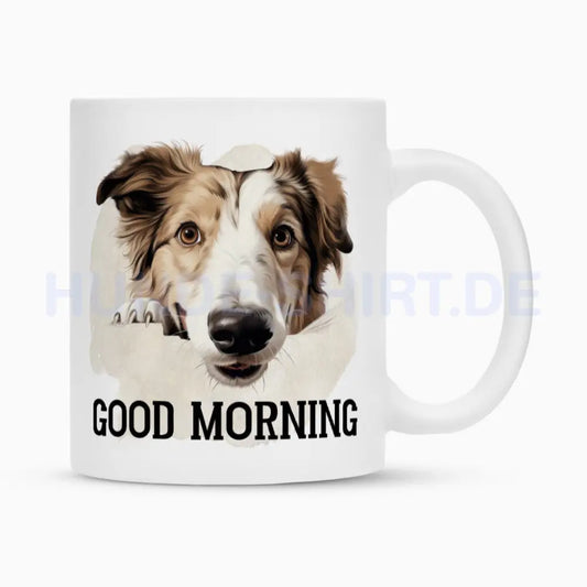 Tasse "Barsoi - GOOD MORNING" Weiß – hunde-shirt.de