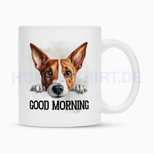 Tasse "Basenji - Good Morning" Weiß – hunde-shirt.de