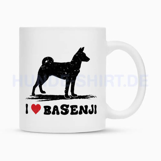 Tasse "Basenji - HEART" Weiß – hunde-shirt.de