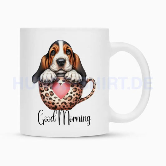 Tasse "Basset - Good Morning Cup" Weiß – hunde-shirt.de