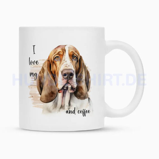 Tasse "Basset - I love my..." Weiß – hunde-shirt.de