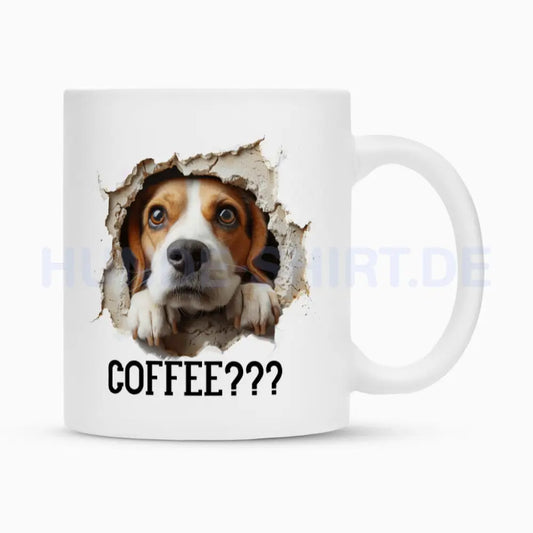 Tasse "Beagle - Coffee???" Weiß – hunde-shirt.de