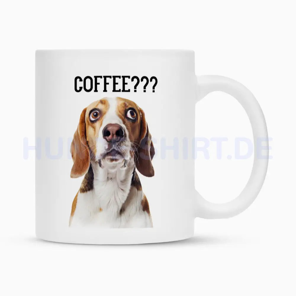 Tasse "Beagle - COFFEE???" Weiß – hunde-shirt.de