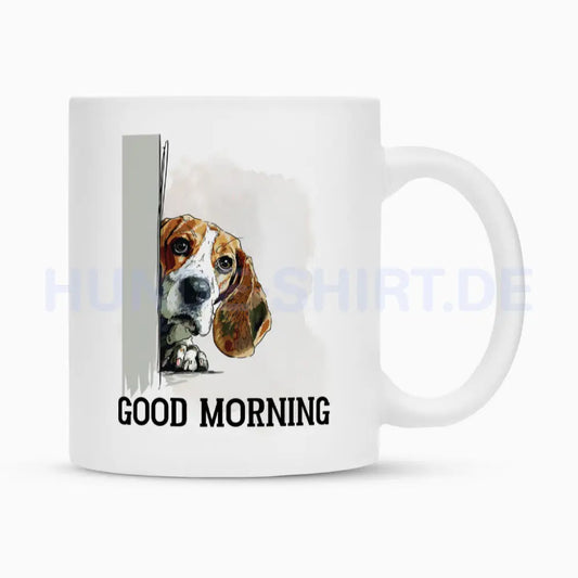 Tasse "Beagle - GOOD MORNING" Weiß – hunde-shirt.de