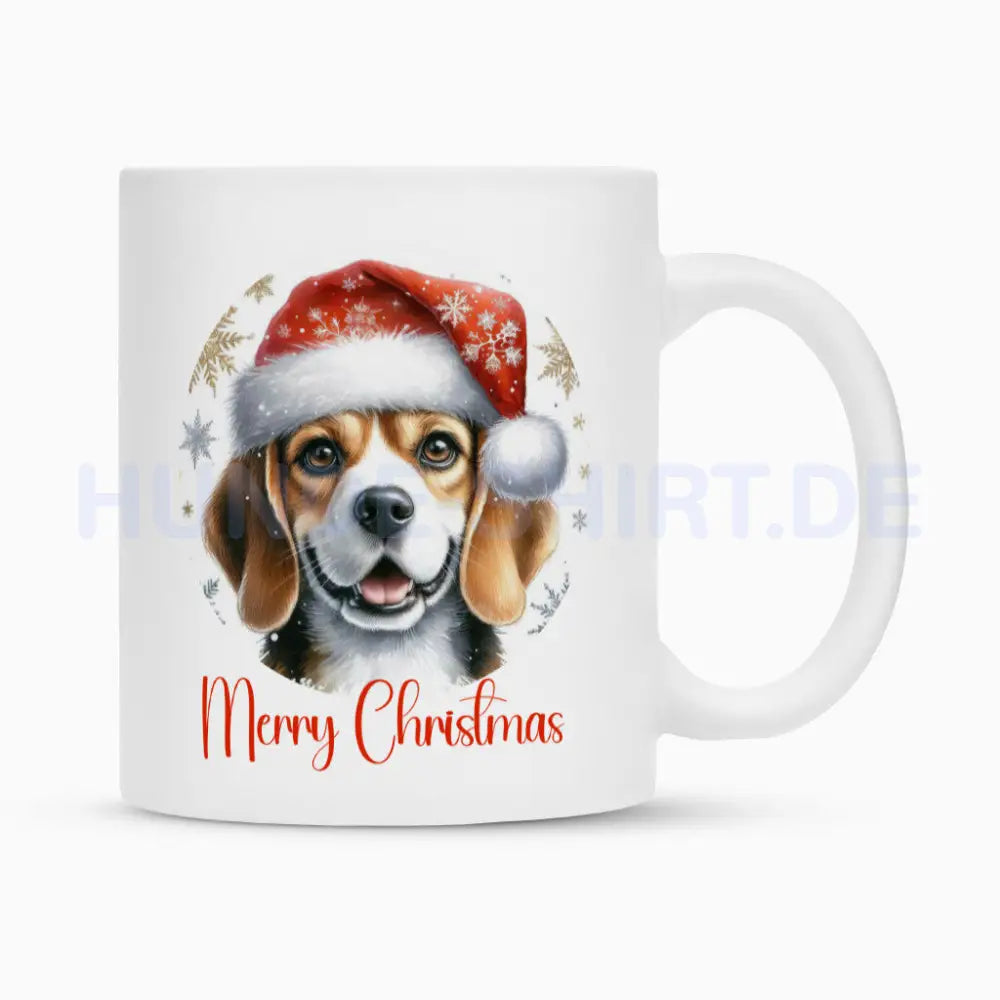 Tasse "Beagle - Merry Christmas" Weiß – hunde-shirt.de