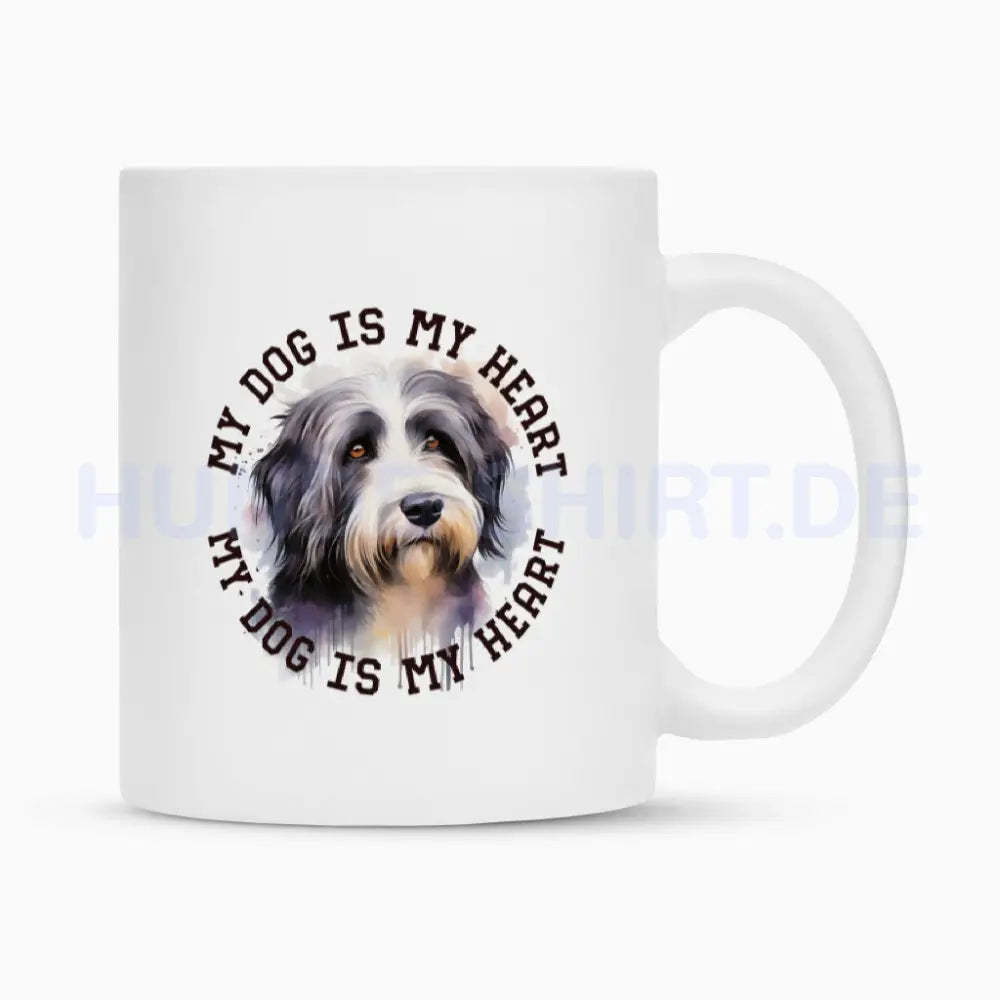 Tasse "Bearded Collie HEART" Weiß – hunde-shirt.de