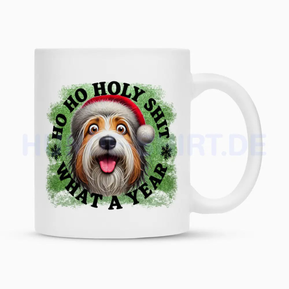 Tasse "Bearded Collie - HO HO..." Weiß – hunde-shirt.de