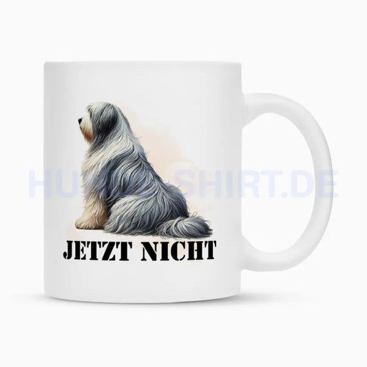 Tasse "Bearded Collie - JETZT NICHT" Weiß – hunde-shirt.de