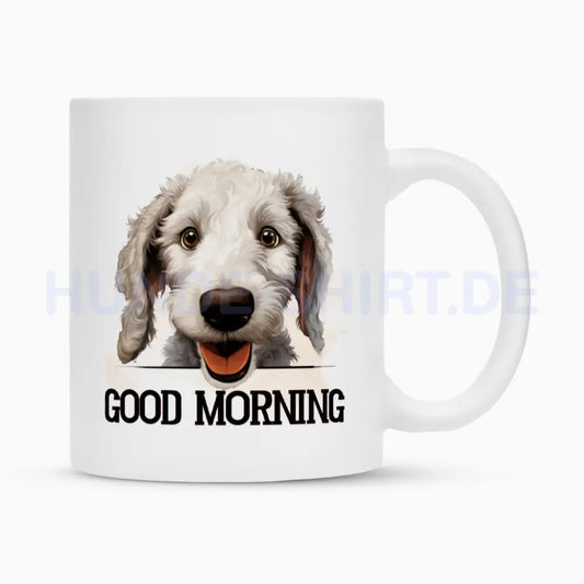 Tasse "Bedlington Terrier - GOOD MORNING" Weiß – hunde-shirt.de