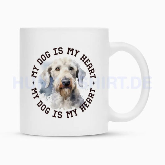 Tasse "Bedlington Terrier HEART" Weiß – hunde-shirt.de