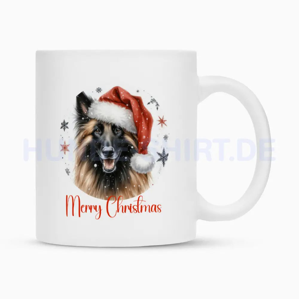 Tasse "Belgischer Schäferhund - Merry Christmas" Weiß – hunde-shirt.de