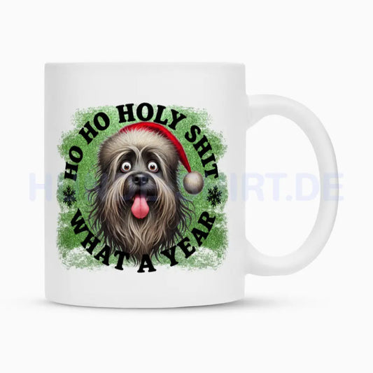 Tasse "Bergamasco - HO HO..." Weiß – hunde-shirt.de