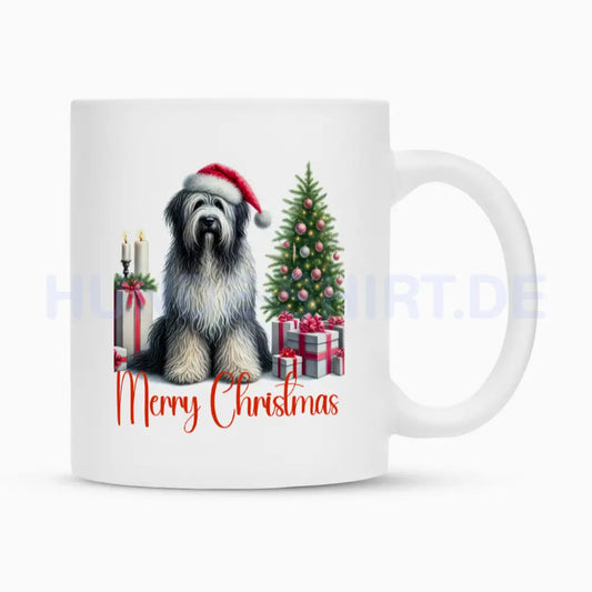 Tasse "Bergamasco - Merry Christmas 2" Weiß – hunde-shirt.de