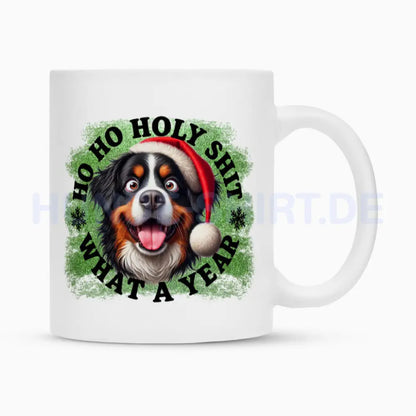 Tasse "Berner Sennenhund - HO HO..." Weiß – hunde-shirt.de