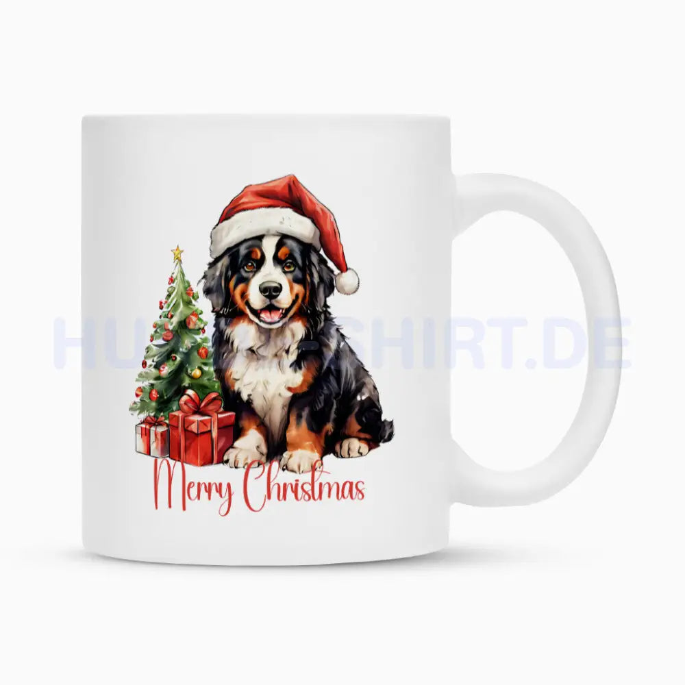 Tasse "Berner Sennenhund - Merry Christmas 2" Weiß – hunde-shirt.de