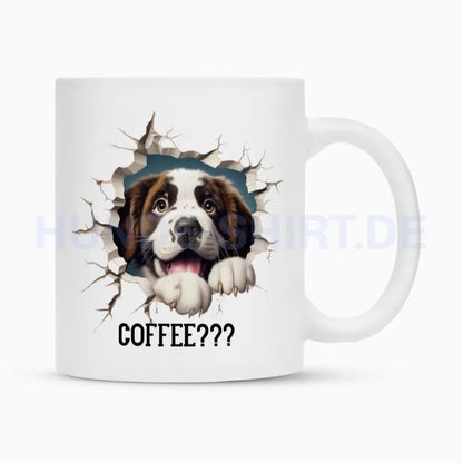 Tasse "Bernhardiner - COFFEE???" Weiß – hunde-shirt.de