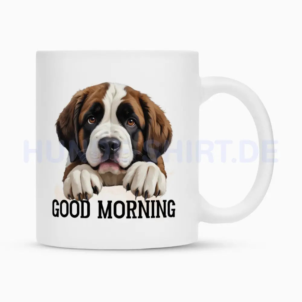 Tasse "Bernhardiner - GOOD MORNING" Weiß – hunde-shirt.de