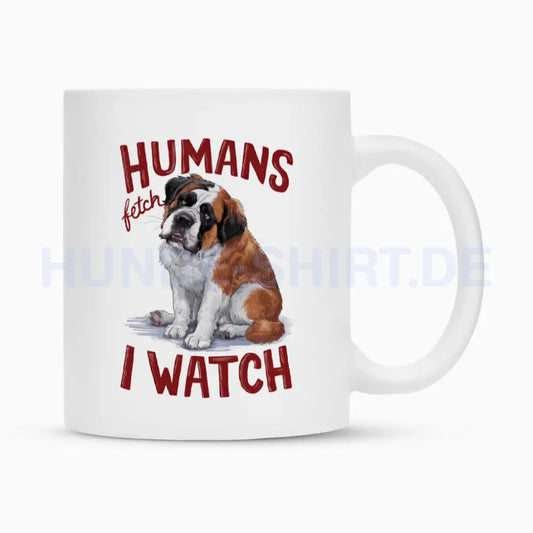 Tasse "Bernhardiner - Humans..." Weiß – hunde-shirt.de