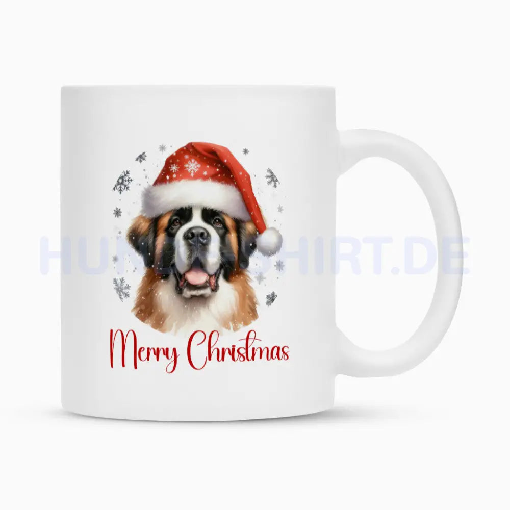 Tasse "Bernhardiner - Merry Christmas" Weiß – hunde-shirt.de