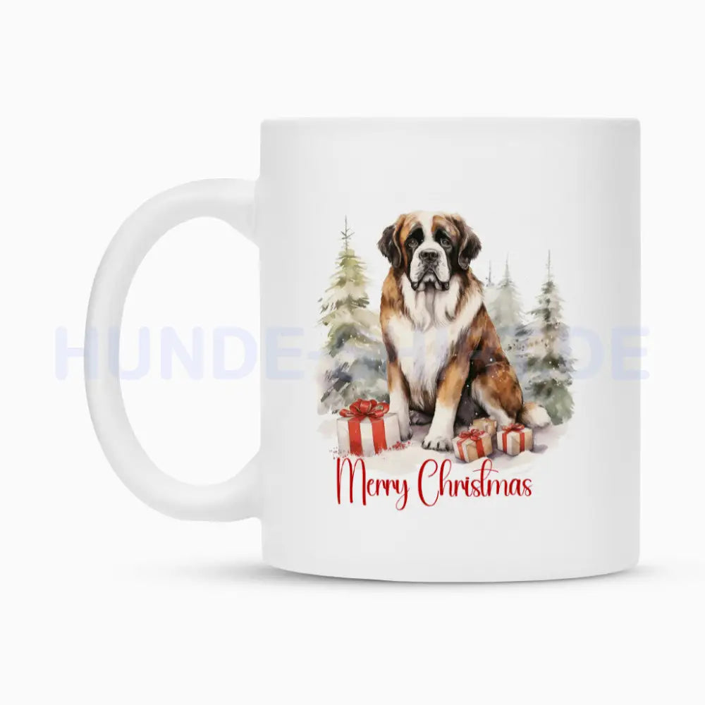 Tasse "Bernhardiner - Merry Christmas Wood" – hunde-shirt.de