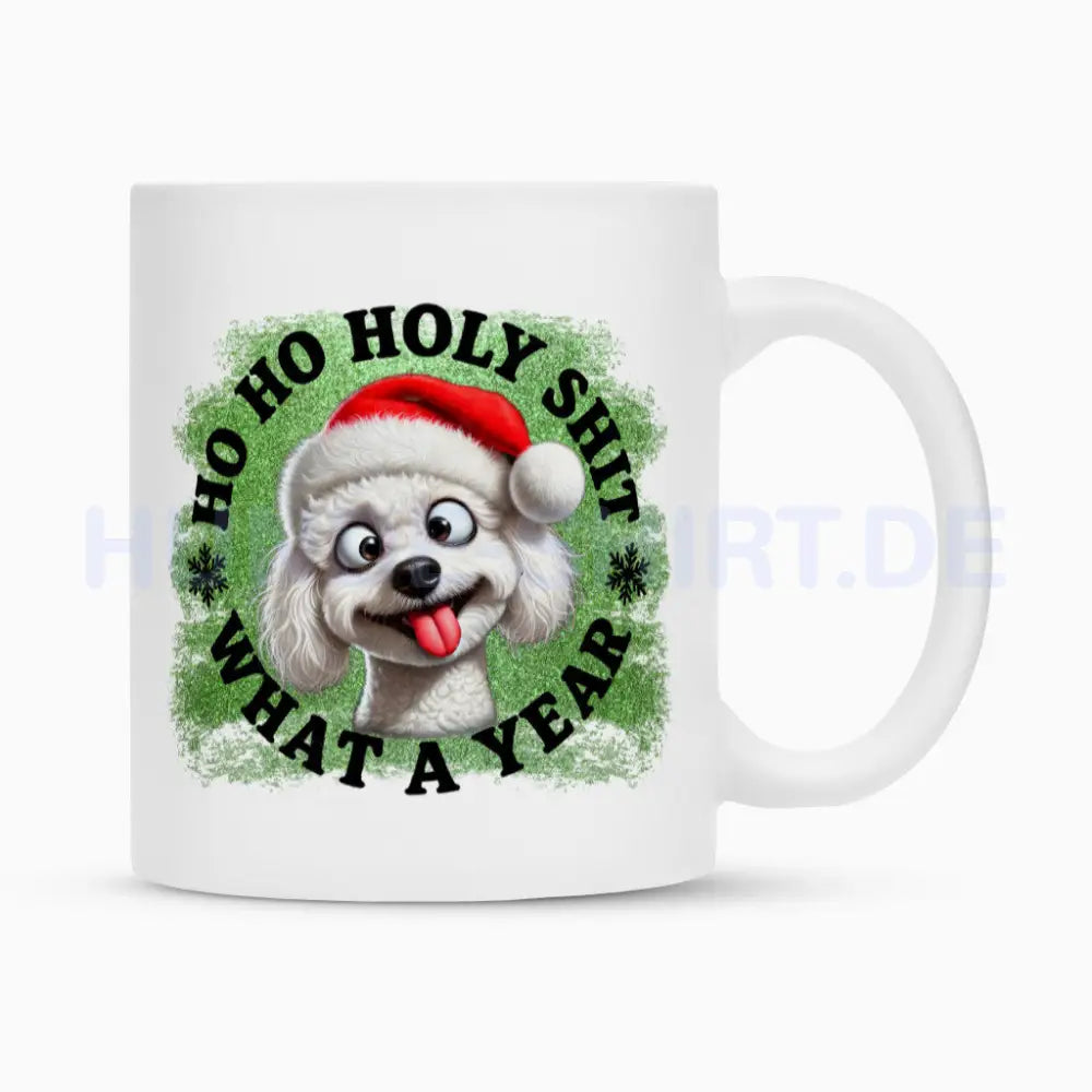 Tasse "Bichon Frisé - HO HO..." Weiß – hunde-shirt.de