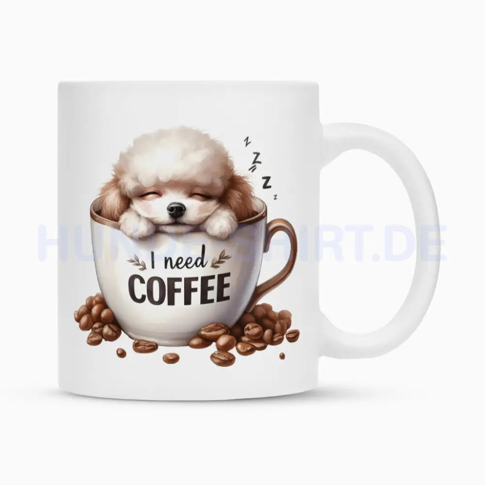 Tasse "Bichon Frisé - I need COFFEE" Weiß – hunde-shirt.de