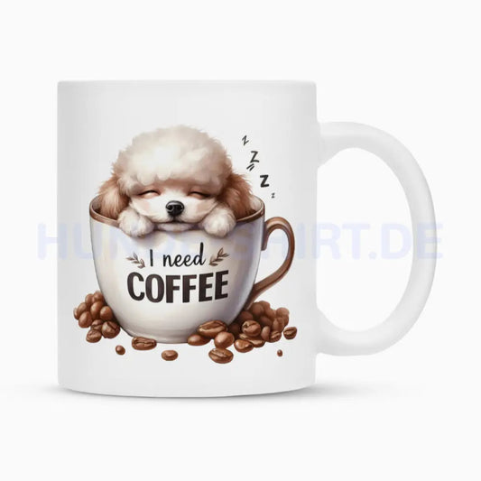 Tasse "Bichon Frisé - I need COFFEE" Weiß – hunde-shirt.de