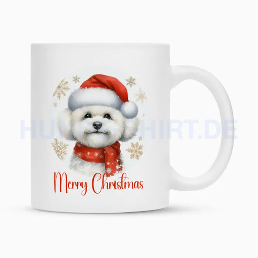 Tasse "Bichon Frisé - Merry Christmas 2" Weiß – hunde-shirt.de