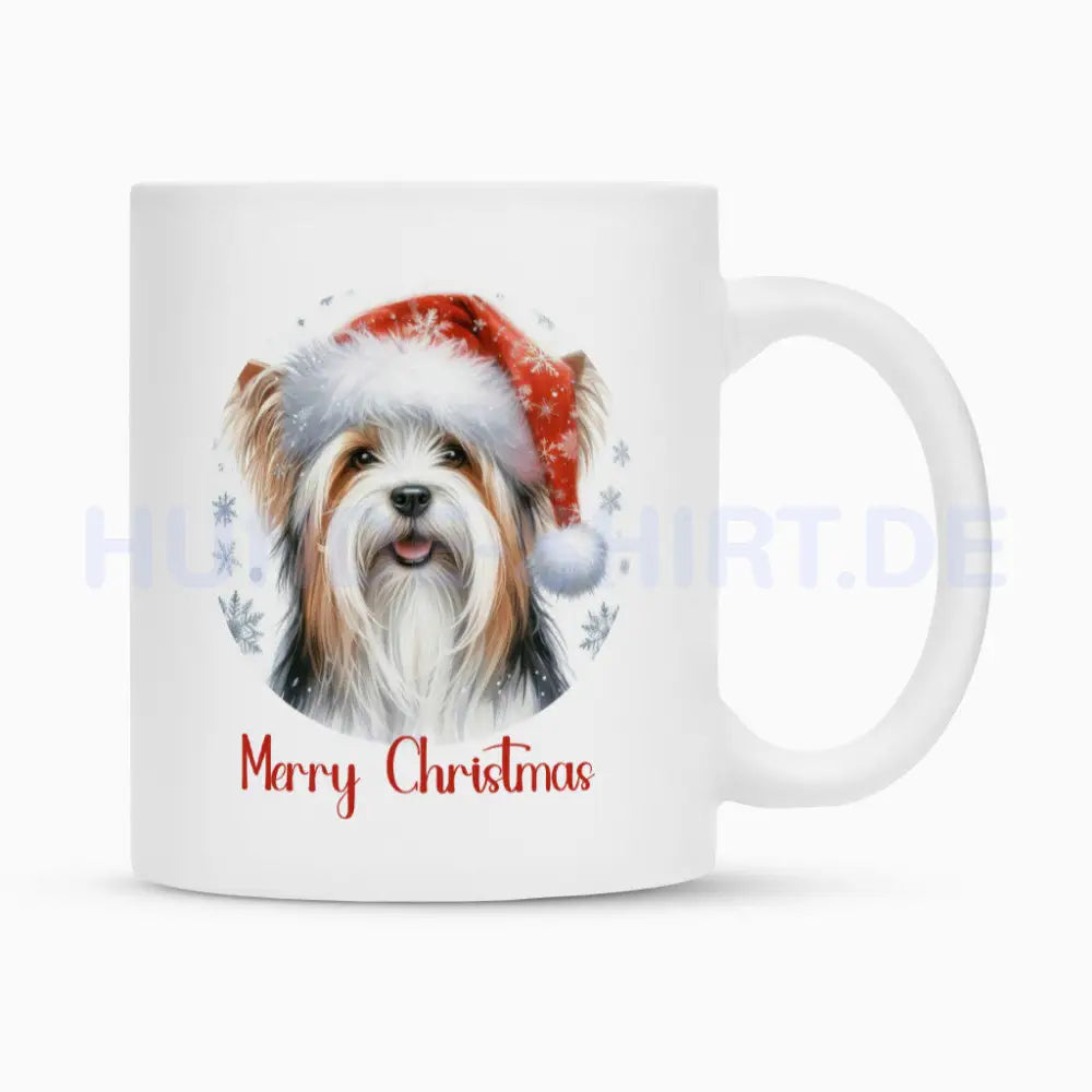 Tasse "Biewer Terrier - Merry Christmas 2" Weiß – hunde-shirt.de