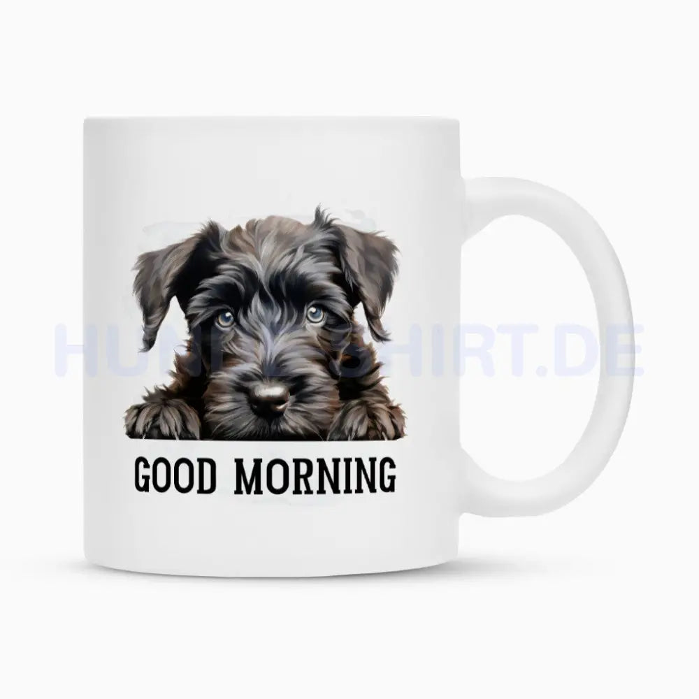 Tasse "Black Russian Terrier - GOOD MORNING" Weiß – hunde-shirt.de