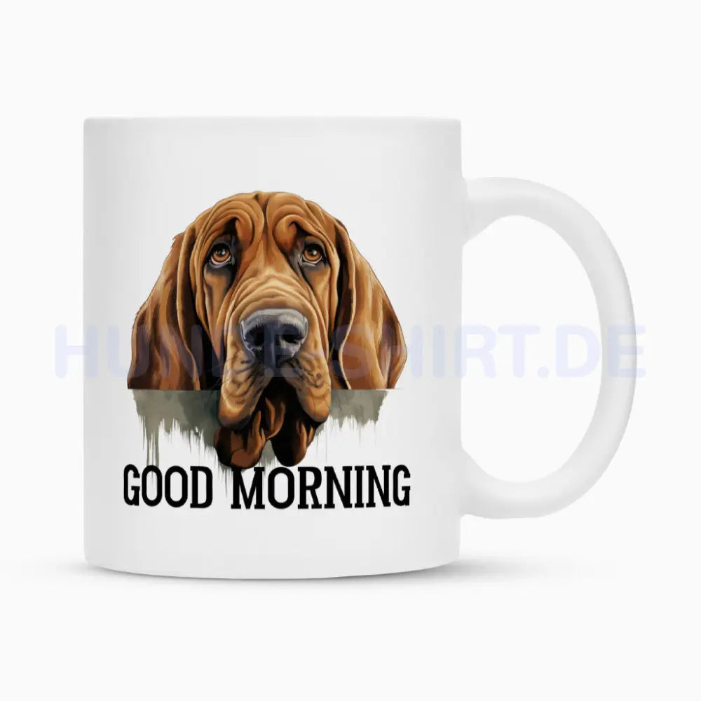 Tasse "Bloodhound - Good Morning" Weiß – hunde-shirt.de