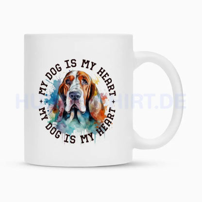 Tasse "Bloodhound HEART" Weiß – hunde-shirt.de