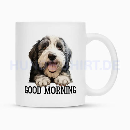 Tasse "Bobtail - Good Morning" Weiß – hunde-shirt.de