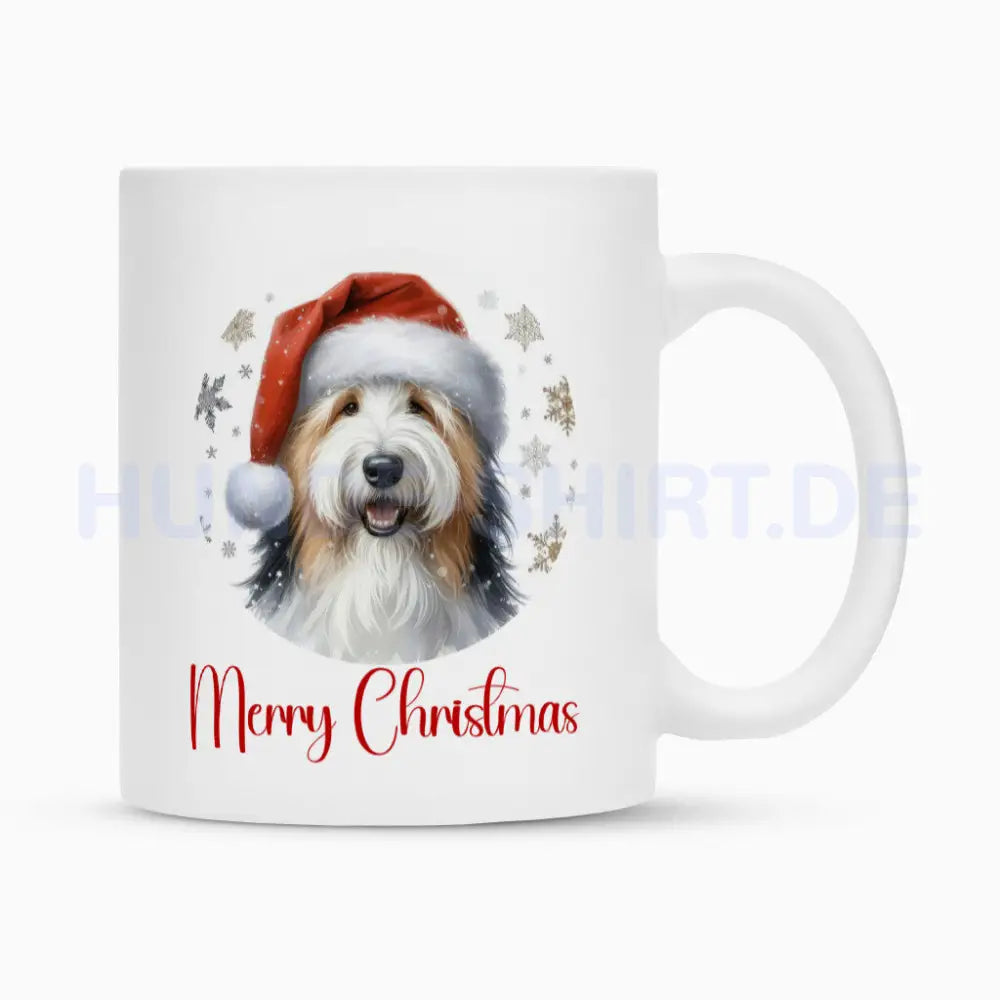 Tasse "Bobtail - Merry Christmas" Weiß – hunde-shirt.de