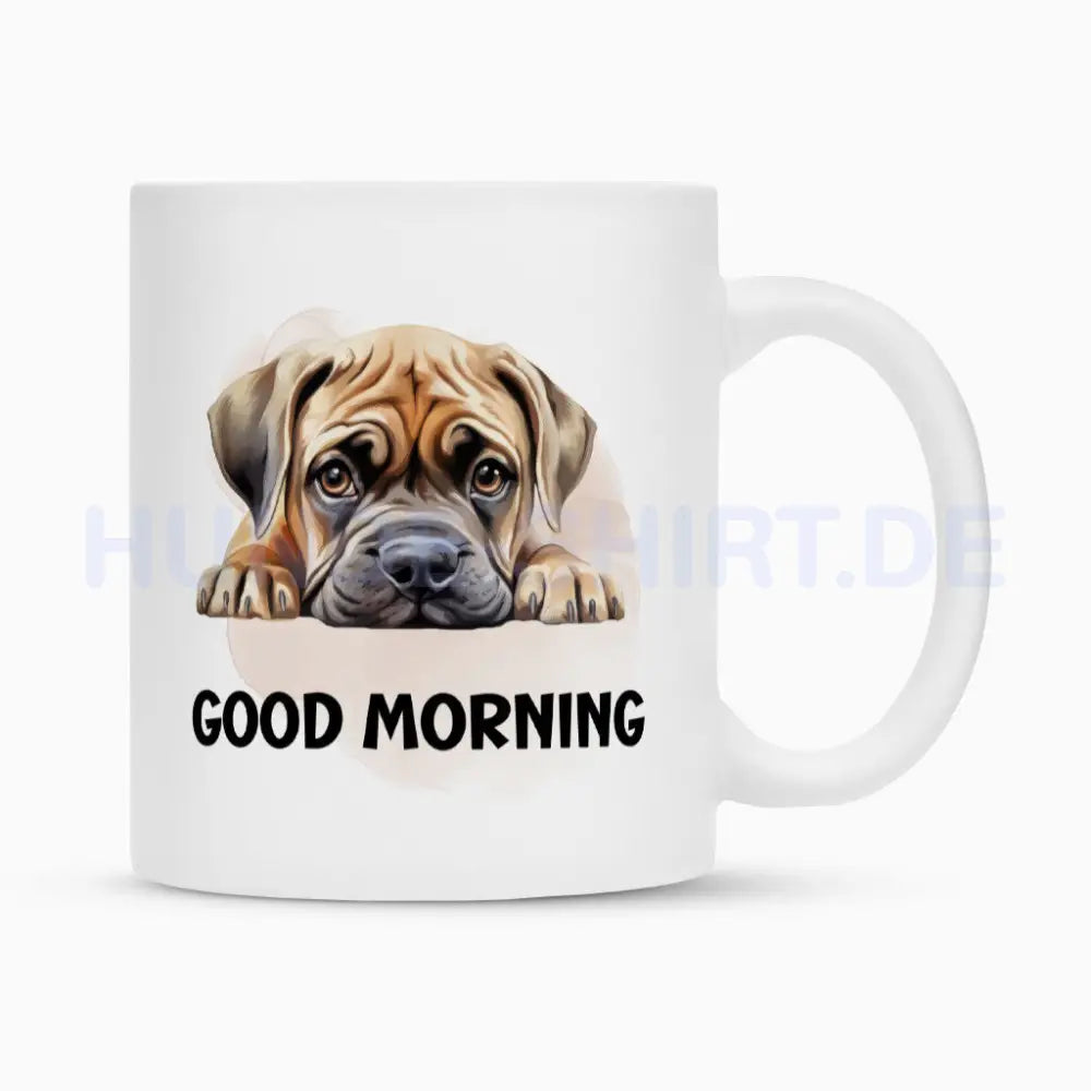 Tasse "Boerboel - GOOD MORNING" Weiß – hunde-shirt.de