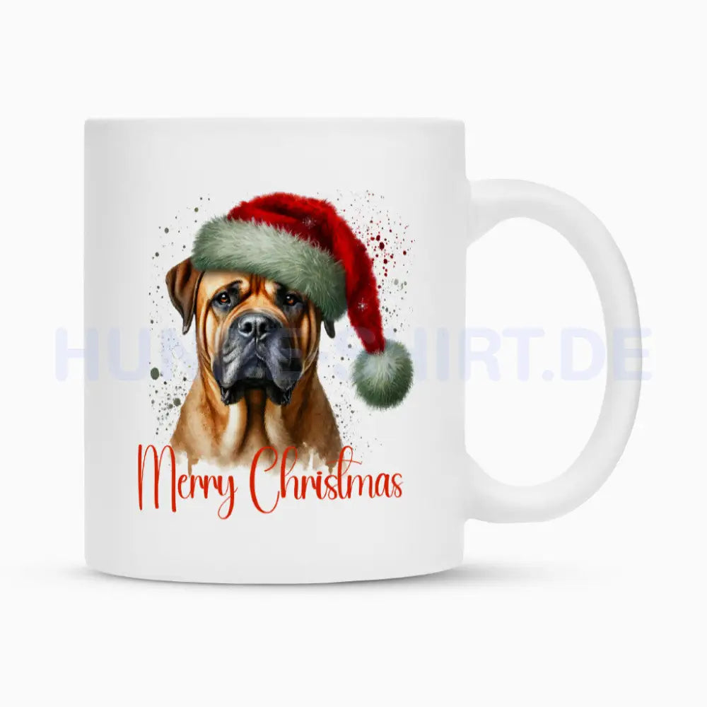 Tasse "Boerboel - Merry Christmas 2" Weiß – hunde-shirt.de