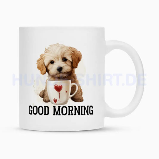 Tasse "Bologneser - GOOD MORNING" Weiß – hunde-shirt.de