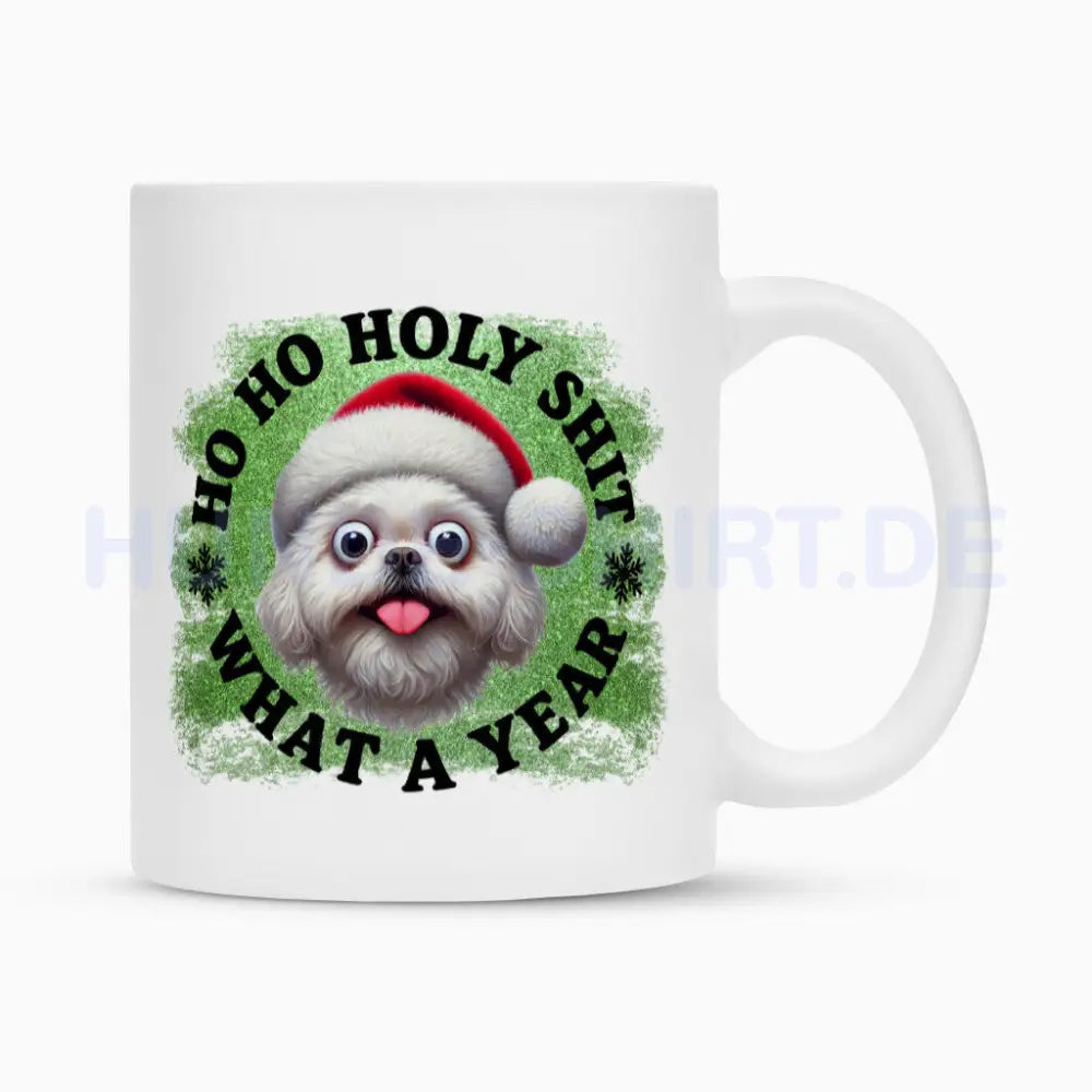 Tasse "Bologneser - HO HO..." Weiß – hunde-shirt.de