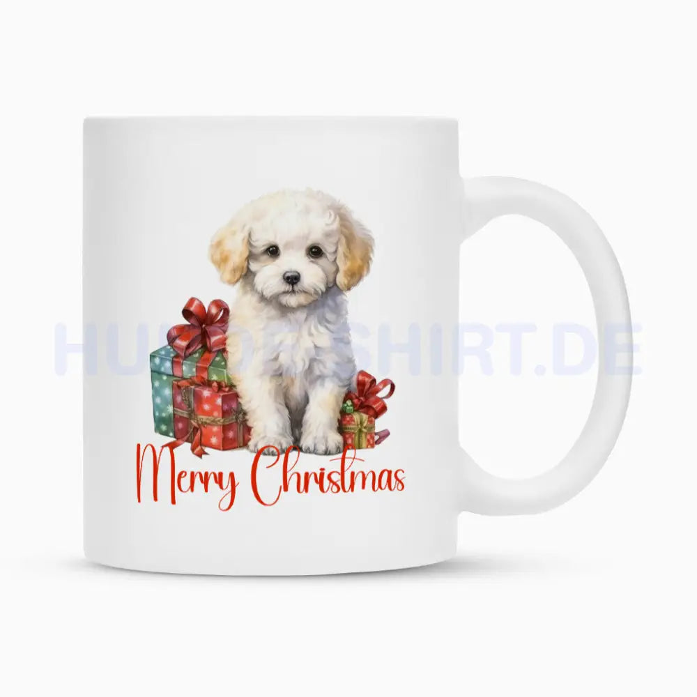 Tasse "Bologneser - Merry Christmas" Weiß – hunde-shirt.de