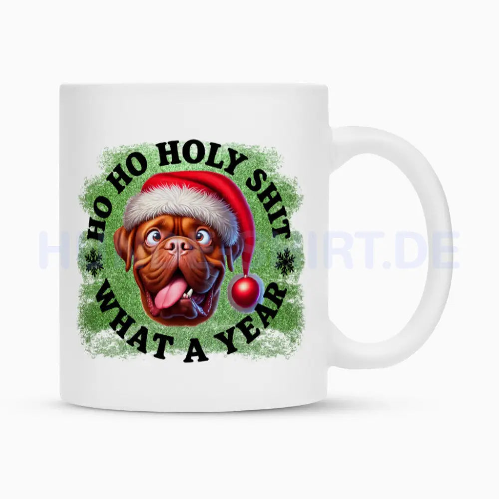 Tasse "Bordeaux Dogge - HO HO..." Weiß – hunde-shirt.de