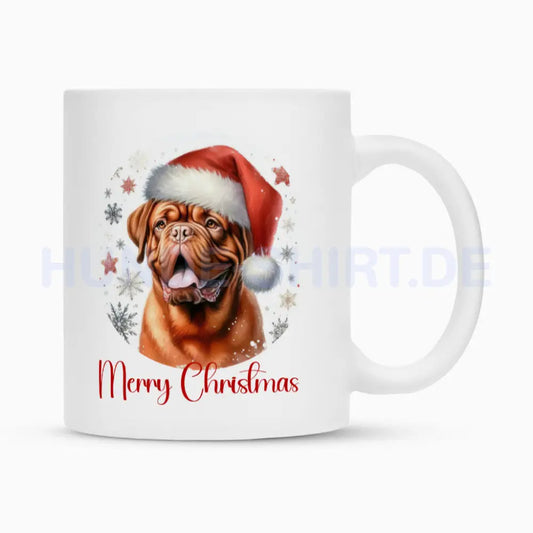 Tasse "Bordeauxdogge - Merry Christmas" Weiß – hunde-shirt.de