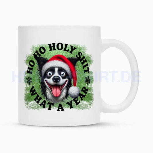 Tasse "Border Collie - HO HO..." Weiß – hunde-shirt.de