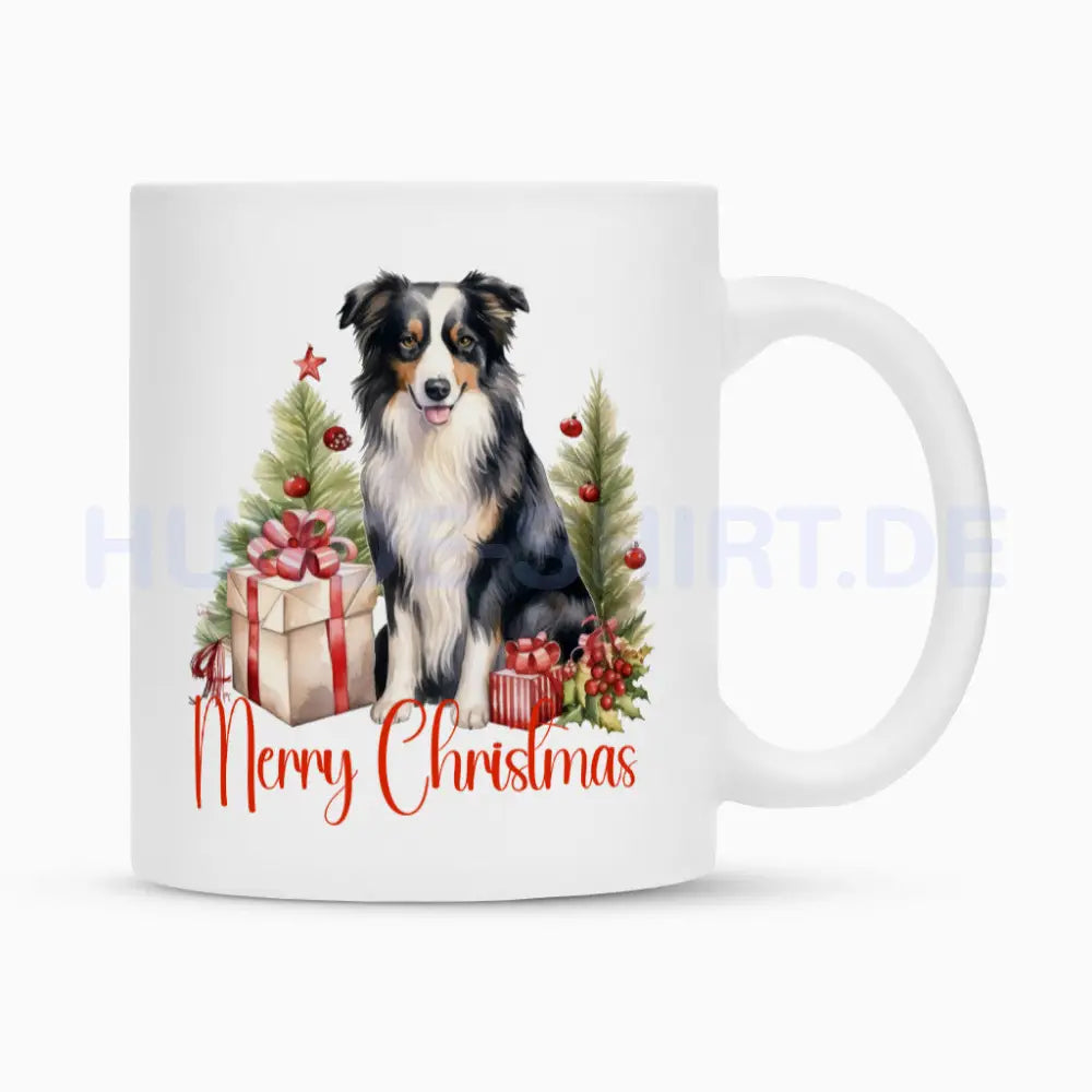 Tasse "Border Collie - Merry Christmas" Weiß – hunde-shirt.de