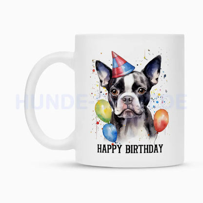 Tasse "Boston Terrier - Happy Birthday" – hunde-shirt.de