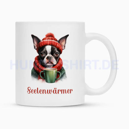 Tasse "Boston Terrier - Seelenwärmer" Weiß – hunde-shirt.de