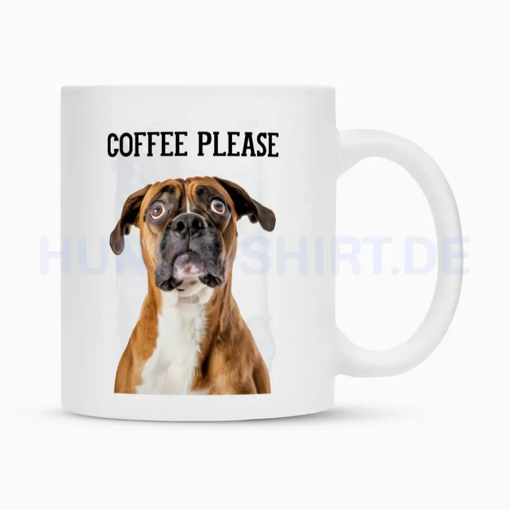 Tasse "Boxer - Coffee please" Weiß – hunde-shirt.de