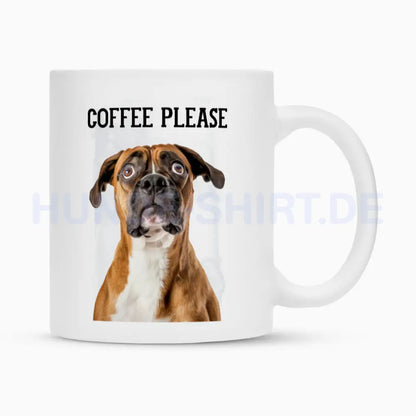 Tasse "Boxer - Coffee please" Weiß – hunde-shirt.de