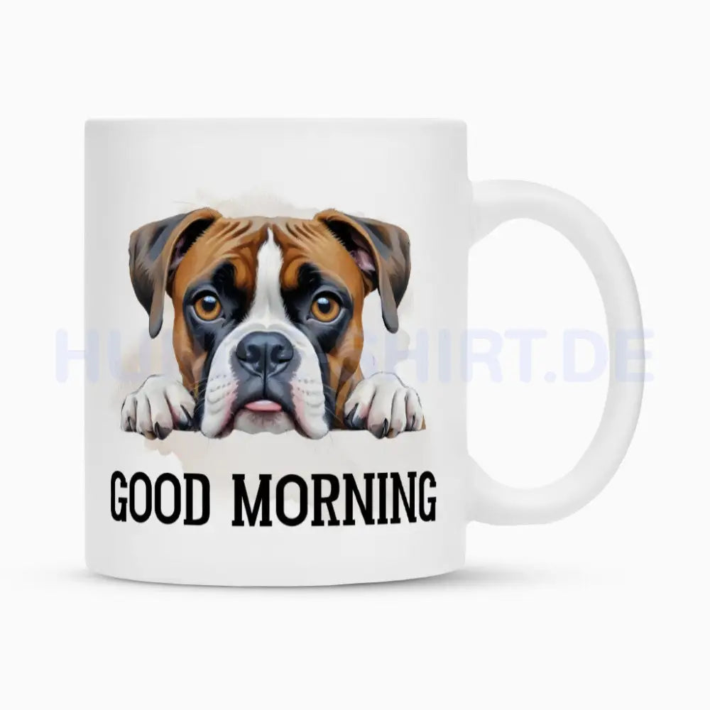 Tasse "Boxer - Good Morning" Weiß – hunde-shirt.de