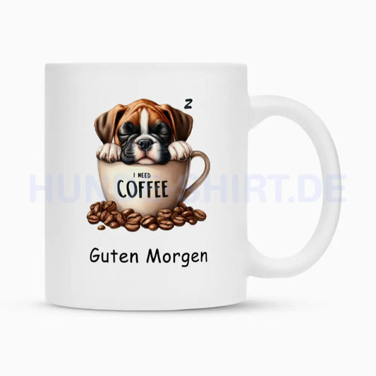 Tasse "Boxer - Guten Morgen" Weiß – hunde-shirt.de