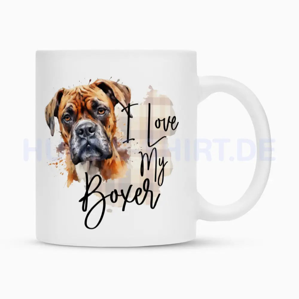 Tasse "Boxer - I love..." Weiß – hunde-shirt.de